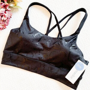 NWT Marika Black Python Foil Sports Bra Size XL